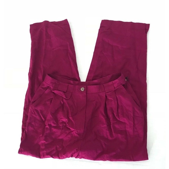 Carole Little | Linen Blend Pants Womens Size 12 Trouser Cropped Petites Pink - Picture 1 of 7